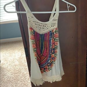 Off-White Criss-Cross Knitted Patterned Tank